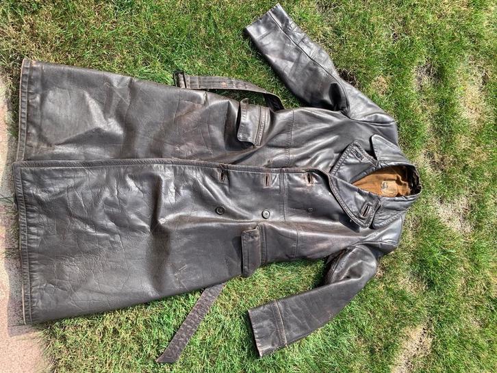 Vintage motor lederen jas, Antiek en Kunst, Antiek | Kleding en Textiel, Heren, Ophalen of Verzenden