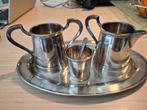 Zilveren schaal met melkkan, suikerpot en canderelpotje, Antiek en Kunst, Ophalen