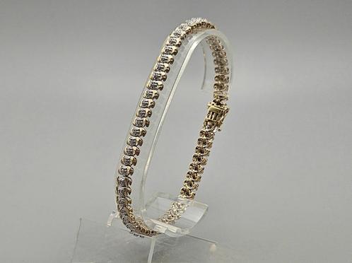 Gouden Vintage tennisarmband met diamant.Ca:0.59 ct.2024/59, Handtassen en Accessoires, Armbanden, Zo goed als nieuw, Goud, Goud