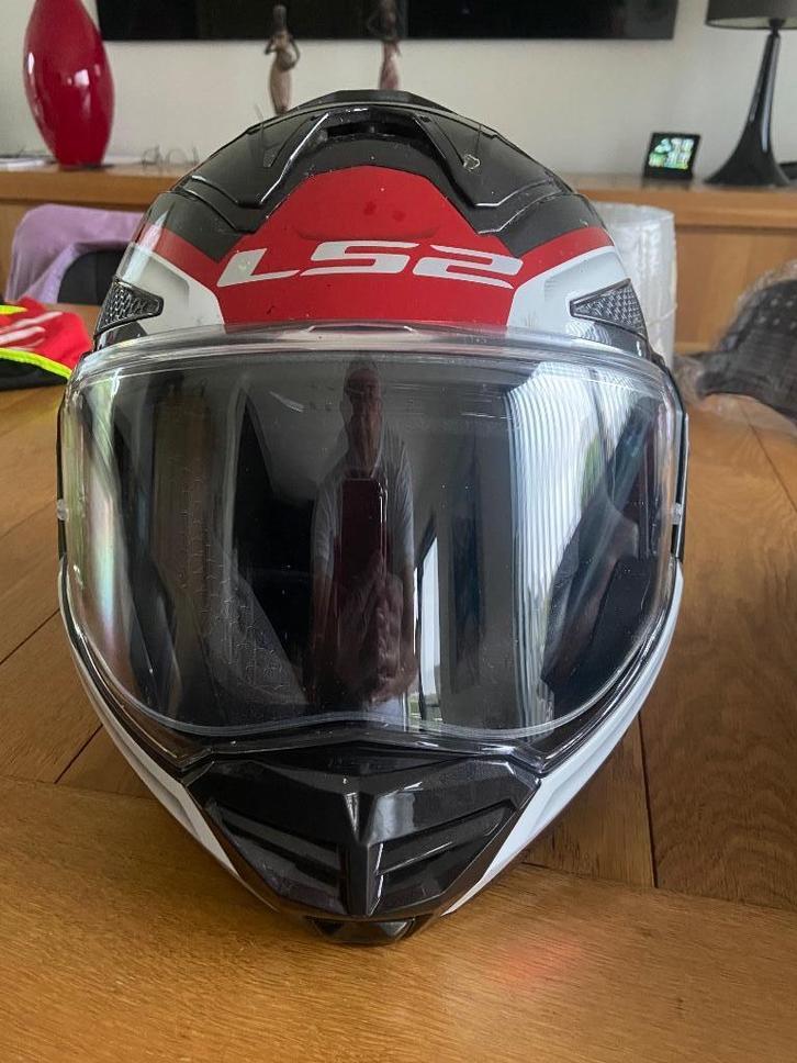 Carbon LS2 flipover helm Advant-X 2024, Motoren, Kleding | Motorhelmen, Dames, Heren, Systeemhelm, M, Overige merken, Tweedehands