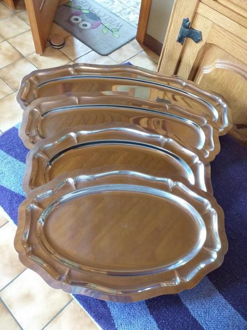 4 ovale roestvrijstalen serveerschalen, in een set van 45€ o, Huis en Inrichting, Keuken | Servies, Kom(men), Ophalen of Verzenden