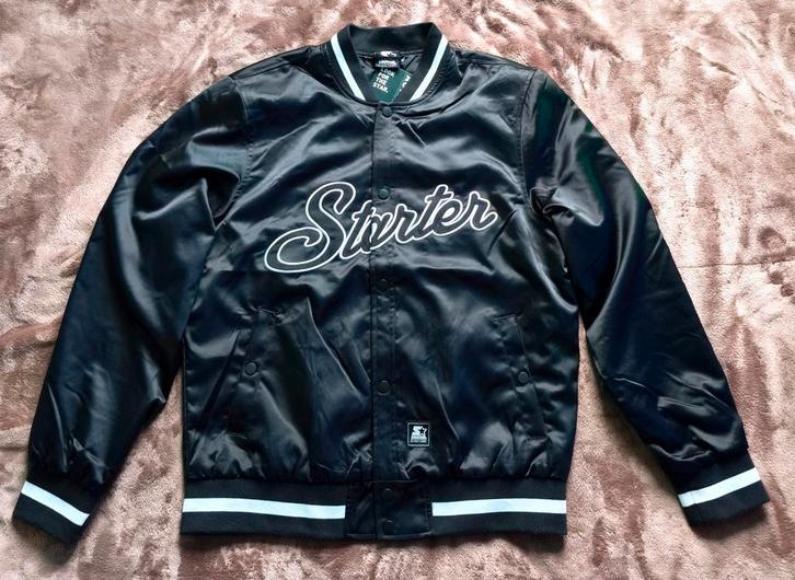 Bomberjack STARTER " black label" : m - zwart satijn, Kleding | Heren, Overige Herenkleding, Nieuw, Ophalen of Verzenden