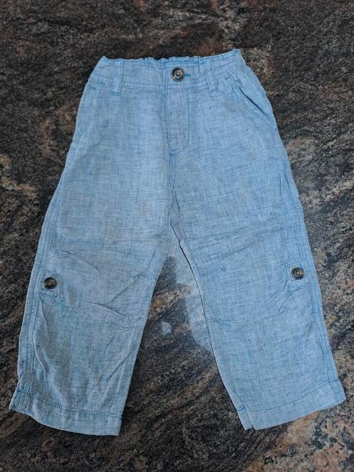 Mt 92 Wit blauw linnen broekje, Kinderen en Baby's, Kinderkleding | Maat 92, Gebruikt, Jongen, Broek, Ophalen of Verzenden