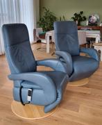 Set van twee elektrische lederen ergonomische relax zetels, Huis en Inrichting, Fauteuils, Ophalen, Minder dan 75 cm, Zo goed als nieuw