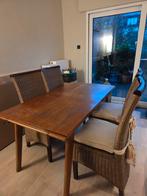 Eiken tafel met 4 rotan stoelen, Huis en Inrichting, Ophalen