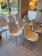 8 witte stoelen met gouden poot, Ophalen, Gebruikt, Wit, Metaal