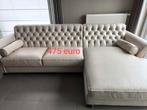 Te koop hoekzetel in leder met longchair, Ophalen, Gebruikt, Leer, Landelijke