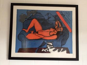 Litho Corneille - Femme au divan bleu, Enlèvement