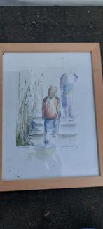 Aquarel en inkt tekening., Antiek en Kunst, Kunst | Schilderijen | Klassiek, Ophalen