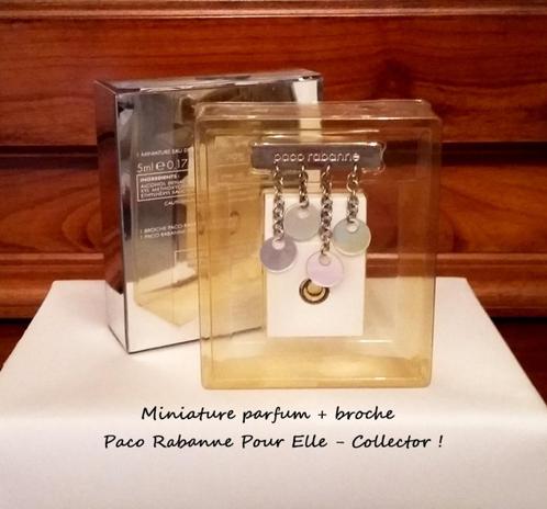Miniature parfum Pour Elle - Paco Rabanne avec sa Broche, Collections, Parfums, Neuf, Miniature, Plein, Envoi