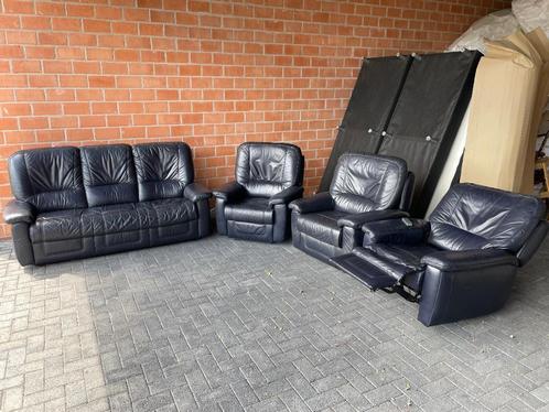 Leder salon met relax / 3-1-1-1 zit / z.g.staat, Huis en Inrichting, Zetels | Complete zithoeken, Gebruikt, Leer, Ophalen
