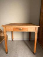 Massief eiken vintage tafel / schrijftafel, Ophalen, Gebruikt, 75 cm of meer, 60 cm of meer