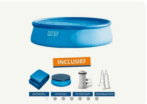 Intex zwembad 366x76 met grond-, solar- en afdekzeil, Tuin en Terras, Zwembad-toebehoren, Zo goed als nieuw, Afdekzeil, Ophalen