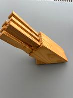 Bloc socle bois naturel couteaux steaks, Ophalen, Zo goed als nieuw, Hout