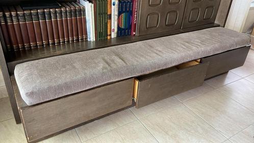 Massieve bibliotheekkast met zitbank, Huis en Inrichting, Kasten | Boekenkasten, Gebruikt, Ophalen