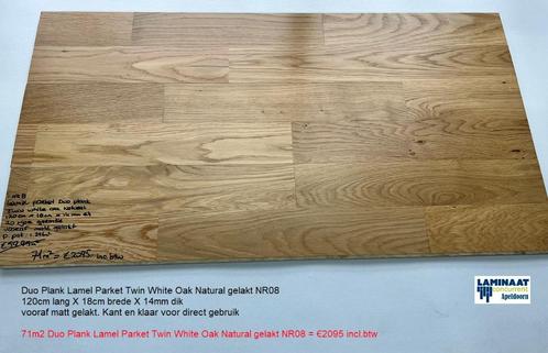 71m2 Lamel Parket Duo Plank White Oak Natural NR08= €2095, Huis en Inrichting, Stoffering | Vloerbedekking, Nieuw, Parket, Bruin