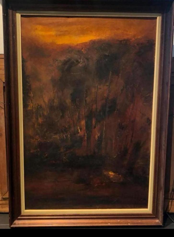 Groot abstract werk Carlo Tarras Aalst met certificaat 1979, Antiquités & Art, Art | Peinture | Classique, Enlèvement