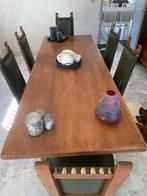 Massief eiken eettafel en stoelen (6), Huis en Inrichting, Tafels | Eettafels, Ophalen, Zo goed als nieuw