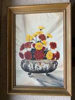 Tableau peinture à l'huile bouquet de fleurs coupe décor, Antiquités & Art, Envoi
