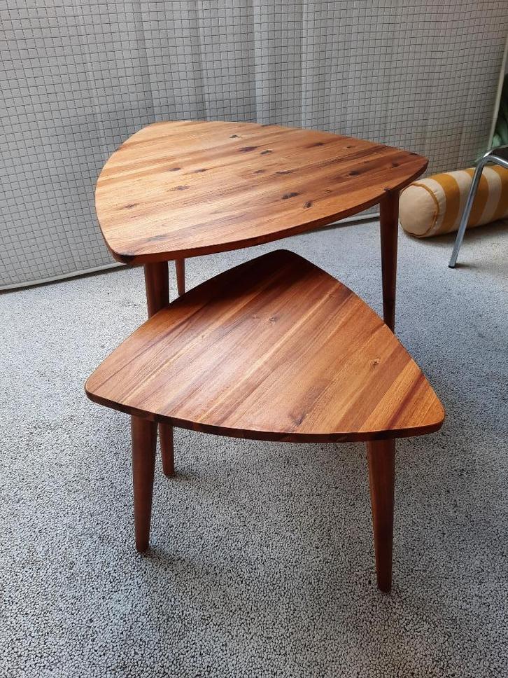 Salontafeltjes set - Mid Century stijl, hout, Huis en Inrichting, Tafels | Salontafels, Zo goed als nieuw, Minder dan 50 cm, 50 tot 100 cm