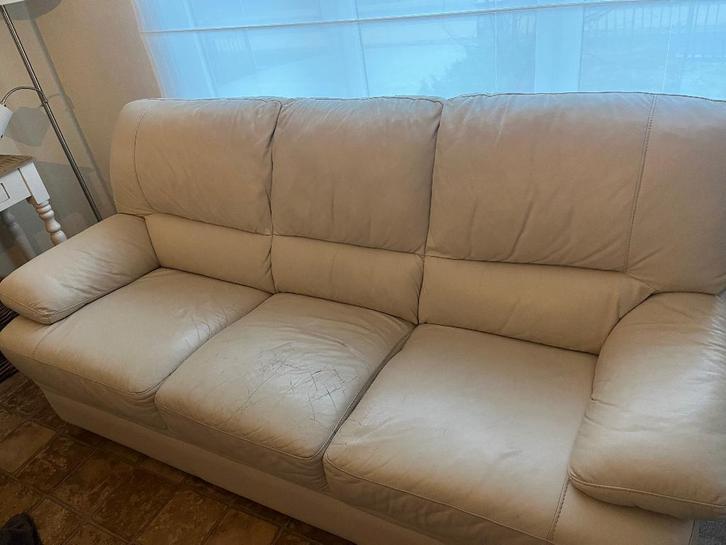 Lederen salon, Maison & Meubles, Canapés | Coins salons complets, Utilisé, Cuir, Enlèvement