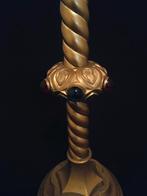antieke kerkelijke koperen kandelaar, Antiek en Kunst, Ophalen of Verzenden