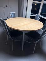 Tafel en 4 stoelen te koop, Huis en Inrichting, Ophalen, Gebruikt, 100 tot 150 cm, Rond