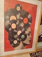 VINYL RETRO CANVAS POSTER    VINYL   DAME, Verzamelen, Ophalen, Deurposter of groter, Nieuw, Canvas of Doek