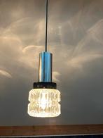 Lampe suspendue vintage en cristal de verre avec chrome, Maison & Meubles, Lampes | Suspensions, Utilisé, Enlèvement ou Envoi