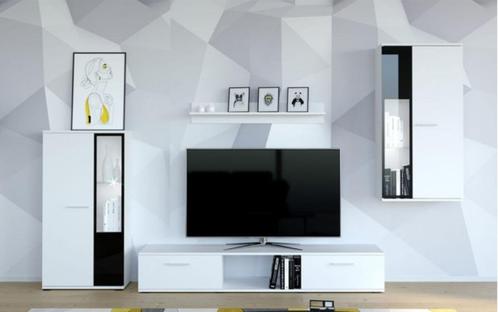 TV-meubel Wit/Zwart, Maison & Meubles, Armoires | Mobilier de télévision, Neuf, Autres matériaux, Enlèvement ou Envoi