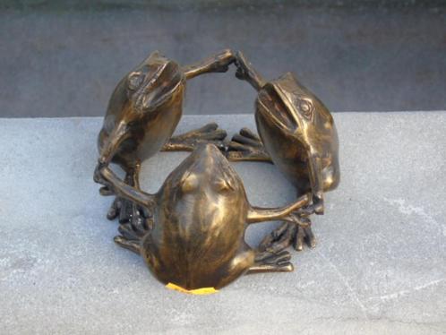 beeld 3 kikkers (de dans) in brons., Antiek en Kunst, Antiek | Brons en Koper, Brons, Ophalen