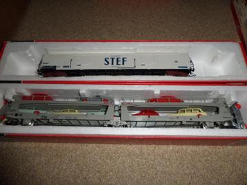 JOUEF HO 2 wagons STVA STEF porte autos, Envoi, Comme neuf, Jouef