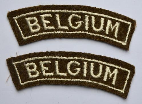 BELGIUM WOII schoudertitels, 40-45, PER SET, op Kaki stof, Verzamelen, Militaria | Algemeen, Landmacht, Embleem of Badge, Ophalen of Verzenden