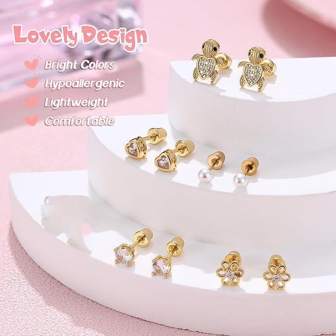 6 paar oorbellen voor kinderen | GRATIS LEVERING, Overige materialen, -, Verzenden, -