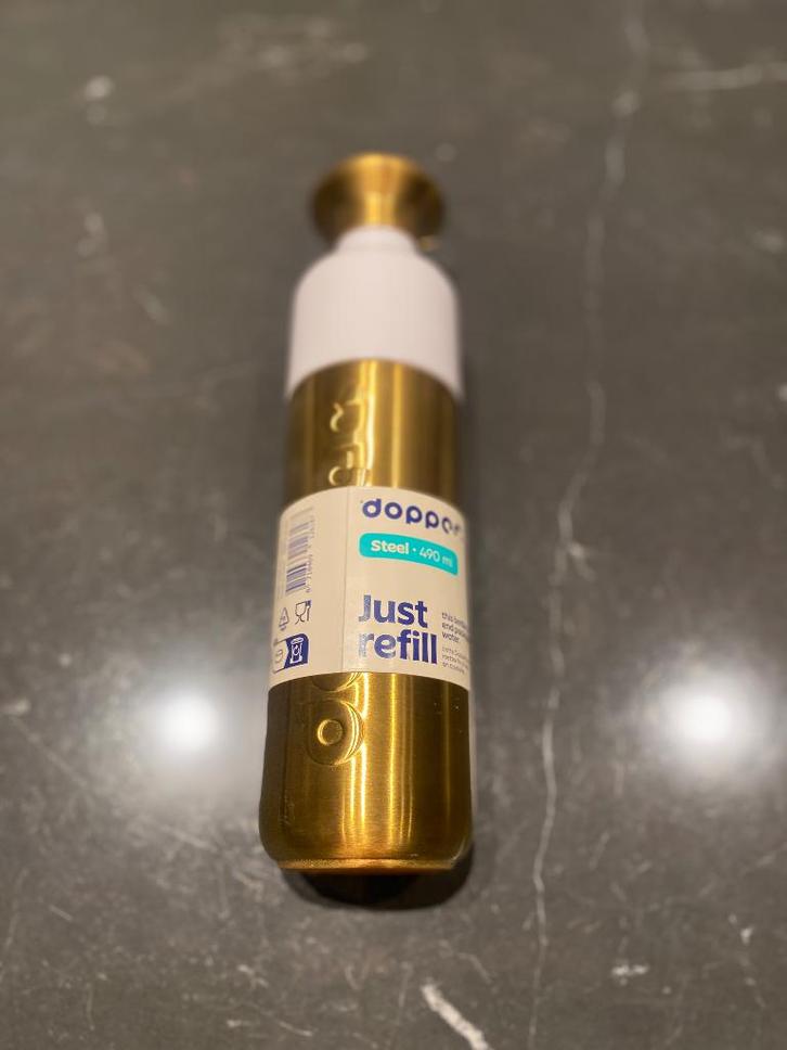 Dopper Steel (490 ml) - Gold, Sport en Fitness, Drinkbussen, Nieuw, Ophalen