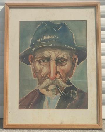 aquarelle homme signe maurice delvaux beschikbaar voor biedingen