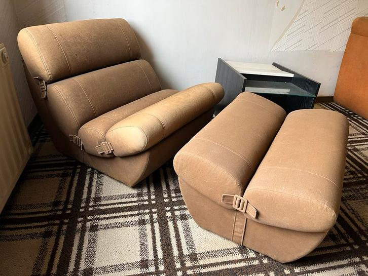 Vintage leeslamp (fauteuil en voetsteun), Antiek en Kunst, Antiek | Meubels | Stoelen en Sofa's, Ophalen of Verzenden