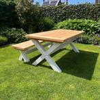 Douglashout - Tuintafels - Wit Onderstel, Ophalen of Verzenden, Nieuw, Rechthoekig, Hout