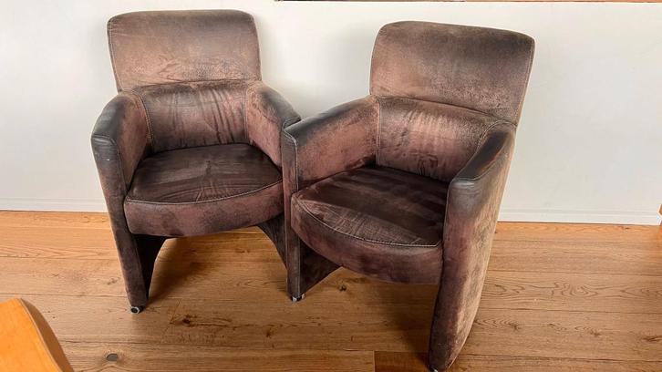 Set van 2 Hilma loungezetels met wieltjes, Maison & Meubles, Chaises, Comme neuf, Deux, Cuir, Tissus, Gris, Enlèvement