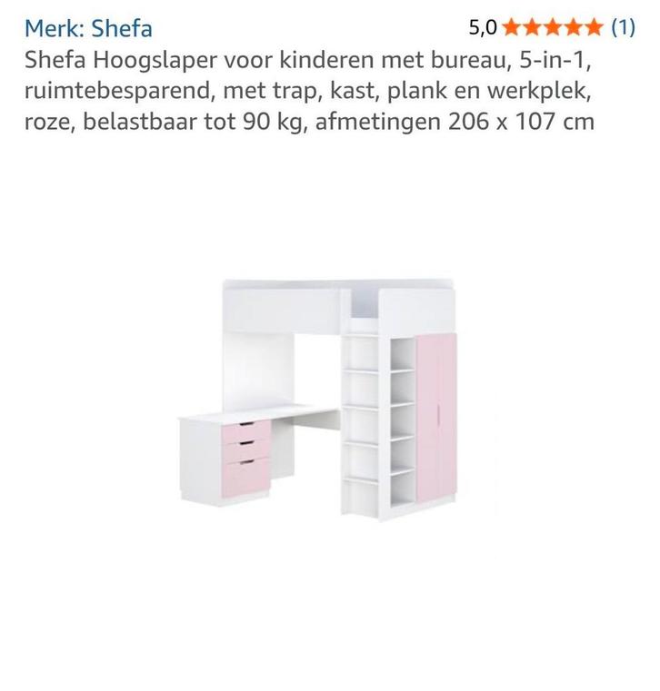 shefa hoogslaper, Kinderen en Baby's, Kinderkamer | Bedden, Gebruikt, Hoogslaper of Stapelbed, Ophalen