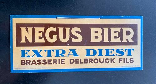 1935 Blikken bord Negus Bier brouwerij DELBROUCK - VINALMONT, Verzamelen, Biermerken, Gebruikt, Reclamebord, Plaat of Schild, Ophalen of Verzenden