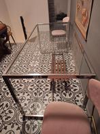 Table vitrée cadre crom, 75 cm ou plus, Enlèvement, Utilisé, Métal