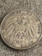 Allemagne argent 3Mark 1909 Casse-timbre Wurtemberg, Timbres & Monnaies, Monnaies | Europe | Monnaies non-euro, Enlèvement ou Envoi