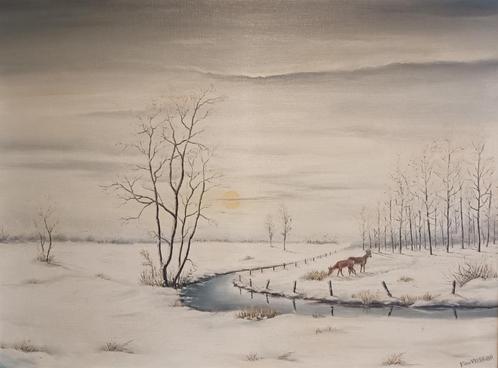 Frans van Vlodrop (1944) - Winterlandschap, Antiek en Kunst, Kunst | Schilderijen | Klassiek, Ophalen of Verzenden