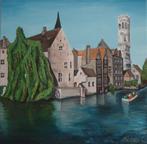 olieschilderij Brugge (40x40cm), Antiek en Kunst, Ophalen of Verzenden