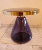 DESIGN : Bijzettafel model LUXOR in glas-antiek brons-émail, Enlèvement