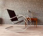 Vintage Italian Steel and Leather Rocking Chair, ca70s, Enlèvement ou Envoi