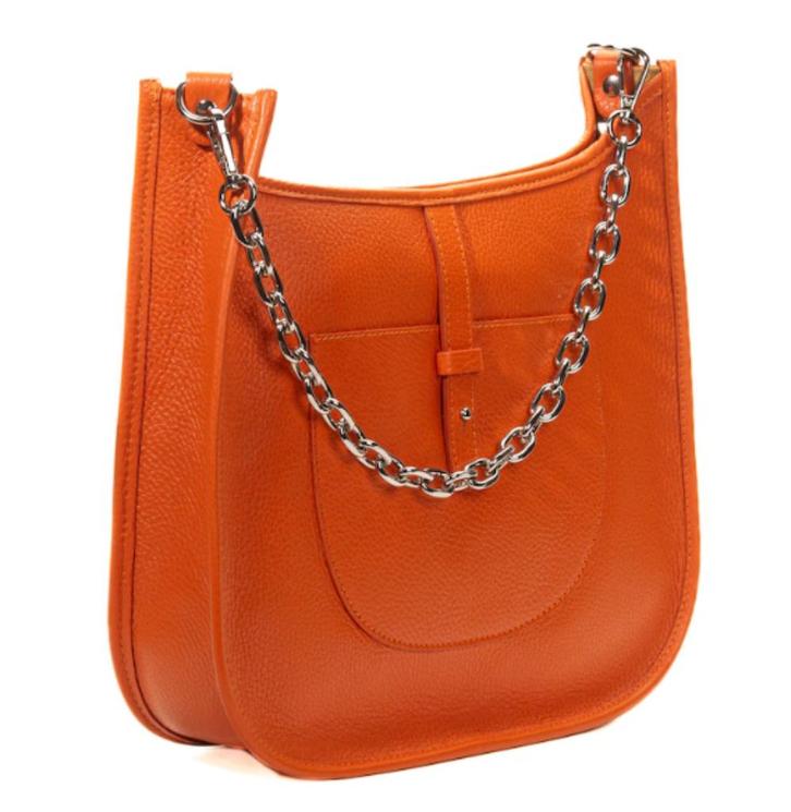 lederen damestas "Bagira", Handtassen en Accessoires, Tassen | Damestassen, Nieuw, Handtas, Oranje, Ophalen of Verzenden