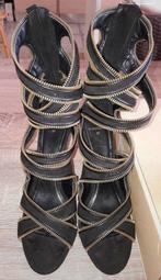 Sandales tirettes stiletto Mango noires - 39, Vêtements | Femmes, Comme neuf, Enlèvement ou Envoi
