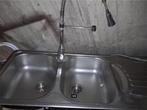 LAVABO / évier de cuisine avec deux bacs et robinet, Kraan, Gebruikt, Ophalen